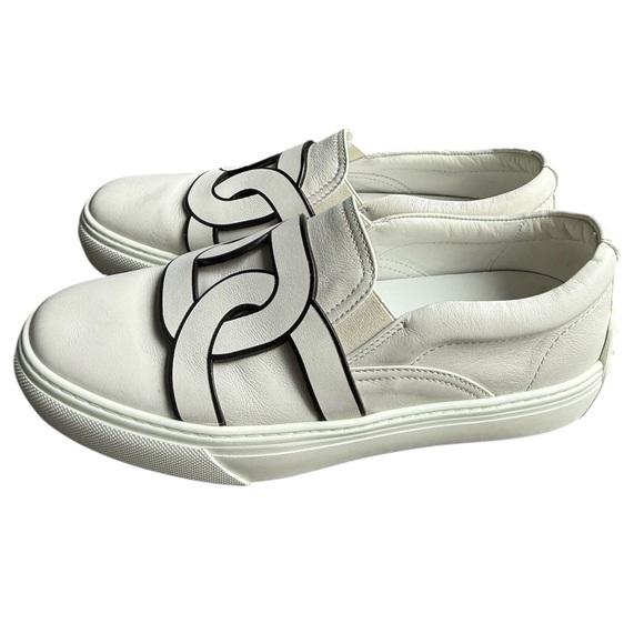 Tod’s women’s Kate light gray and black leather slip on shoes size 39  US 9 - Picture 5 of 10